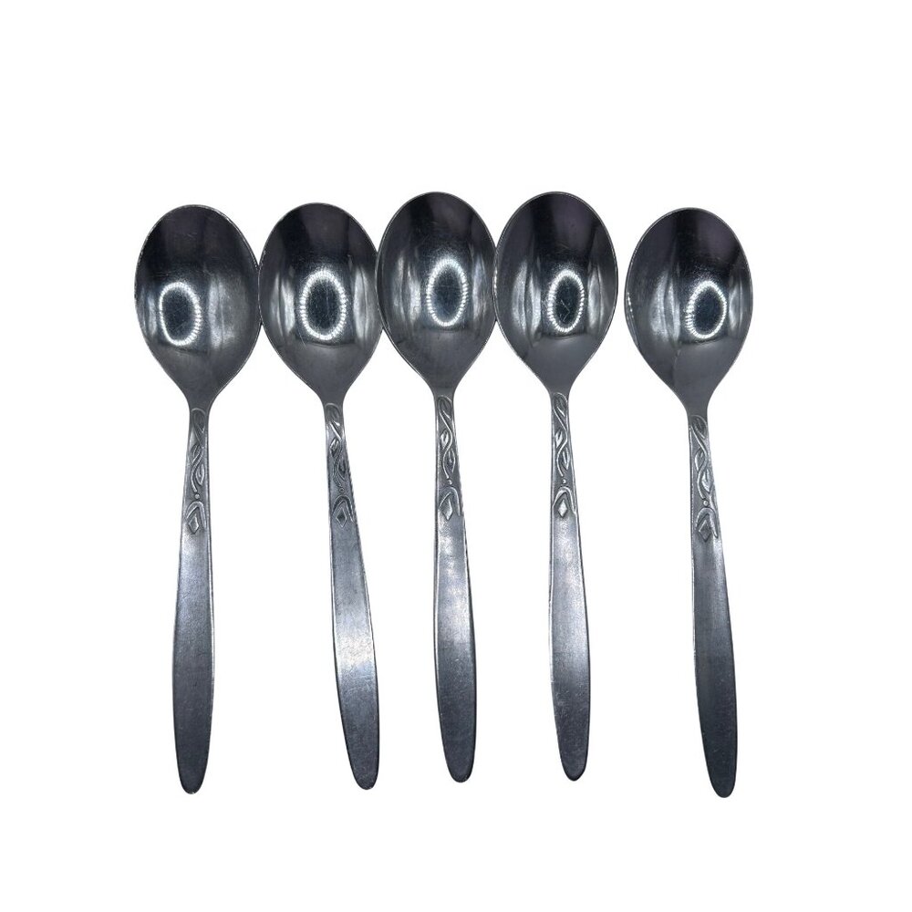 Amefa Tulip Time Stainless Steel Teaspoons Set Of 5 Discontinued Pattern From Ho